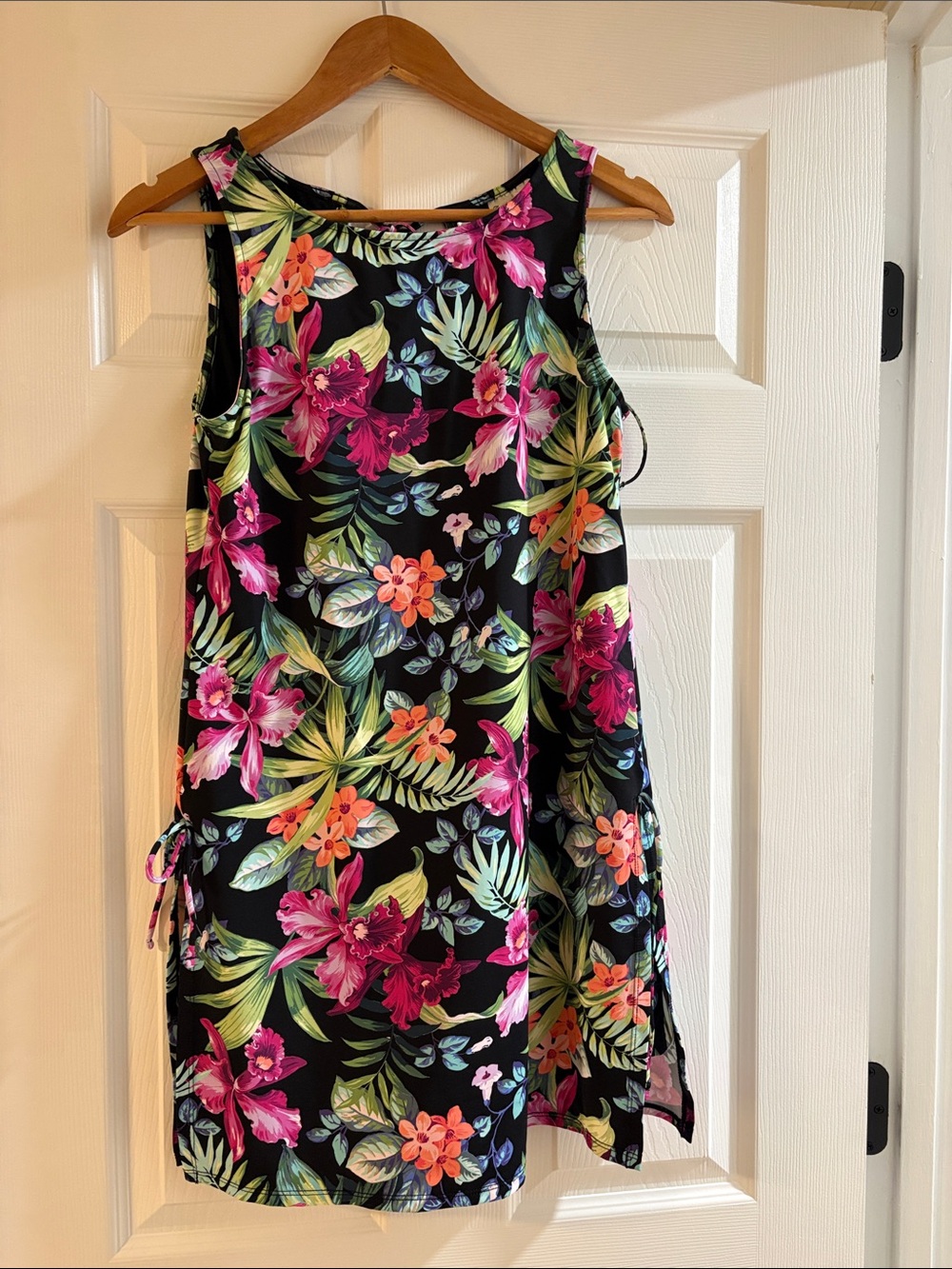 Tommy Bahama Black Tropical Floral Tank Dress